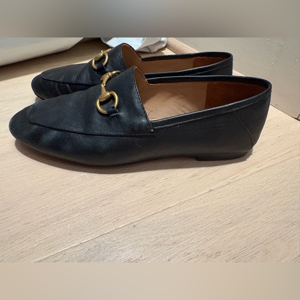 Black Leather Loafers with Gold Detailing - Picture 3 of 8